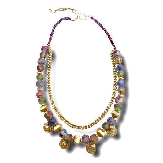 Mixed Colors Coins Layered Necklace