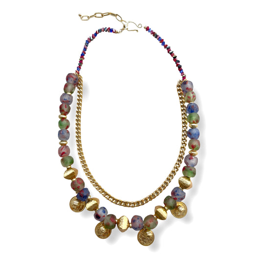 Mixed Colors Coins Layered Necklace