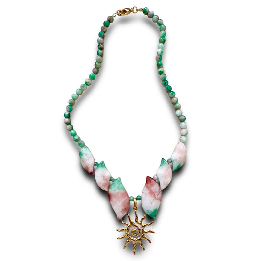 Jade Sun Necklace - Pink