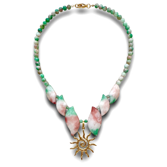Jade Sun Necklace - Pink