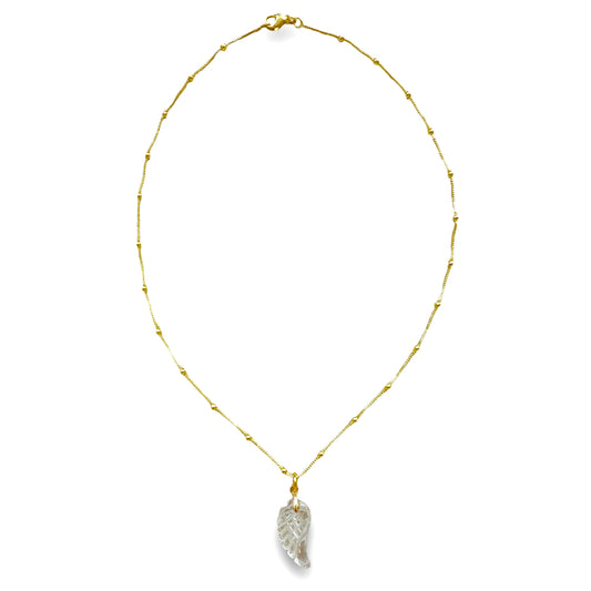 Angel Wing Blessing Necklace - Clear Quartz