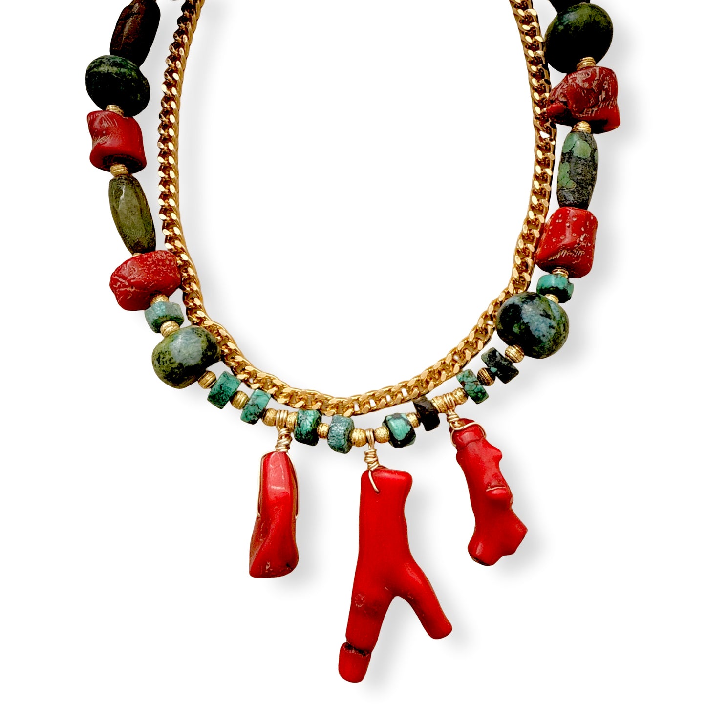 Coral Turquoise Statement Necklace