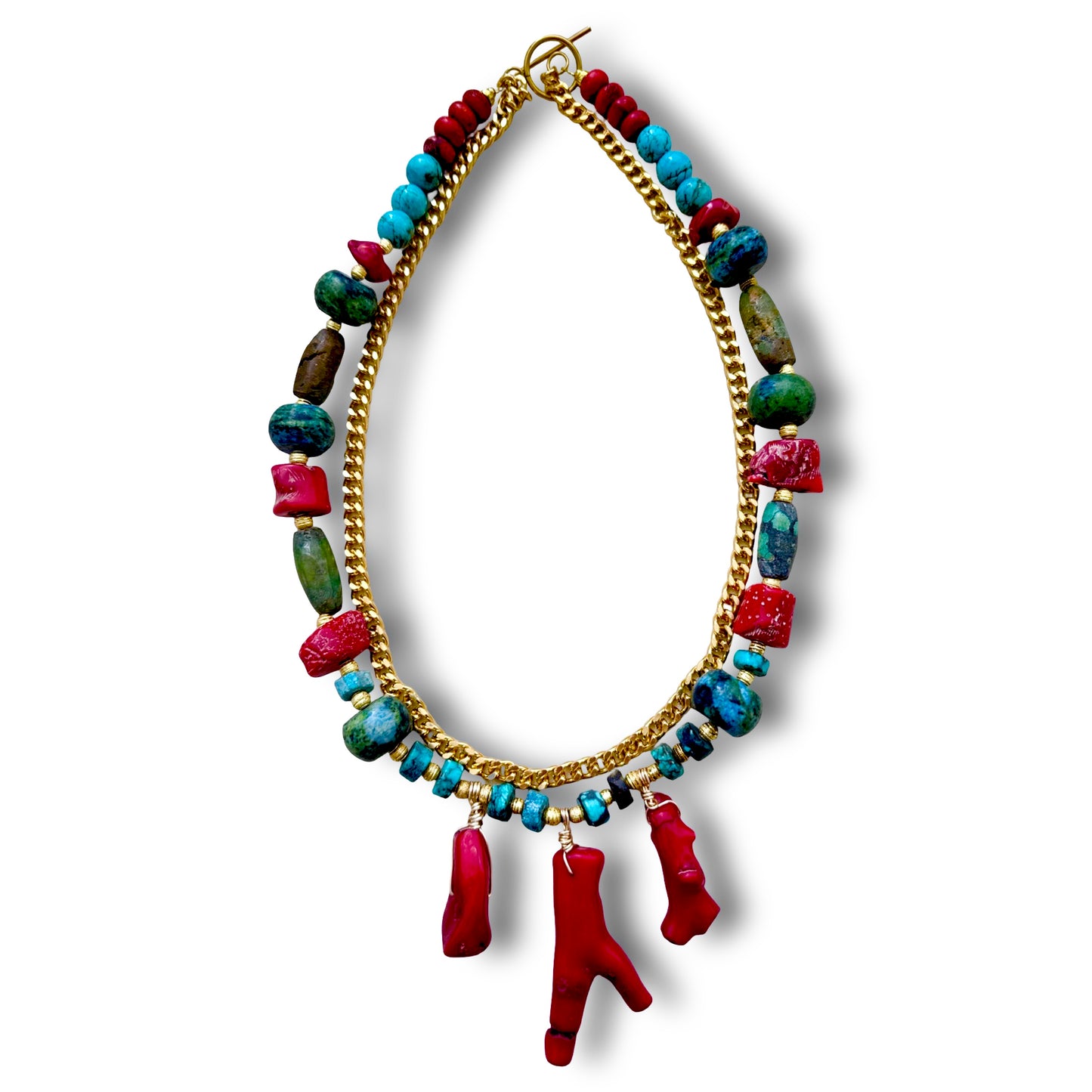 Coral Turquoise Statement Necklace