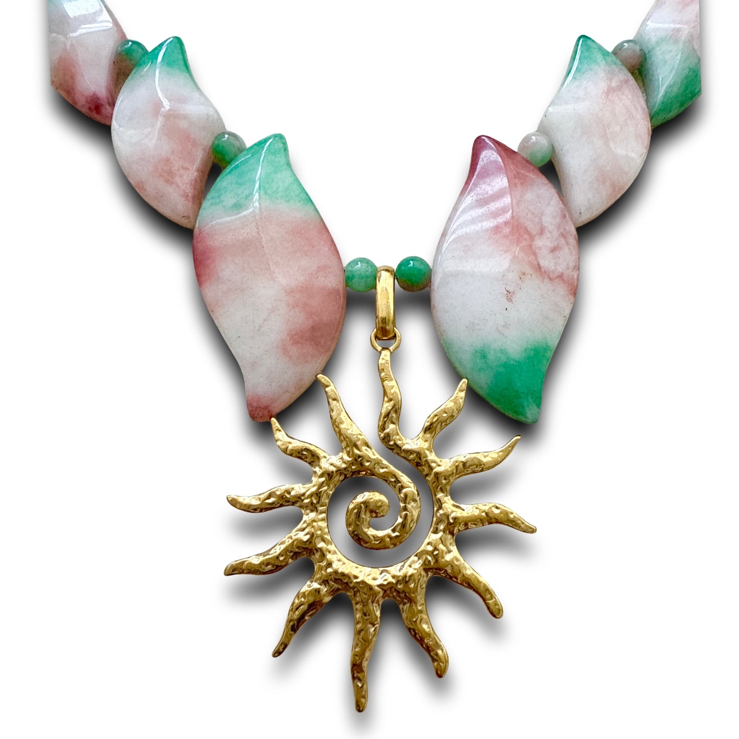 Jade Sun Necklace - Pink