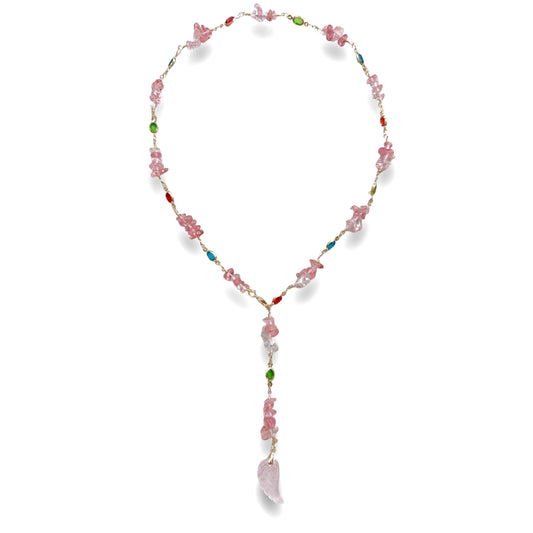 Angel Wing Blessing Necklace -Rose Quartz