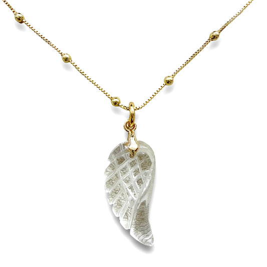 Angel Wing Blessing Necklace - Clear Quartz