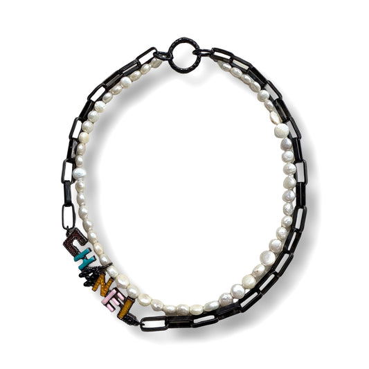 Vintage CC Funky Pearls Re-Worked Necklace