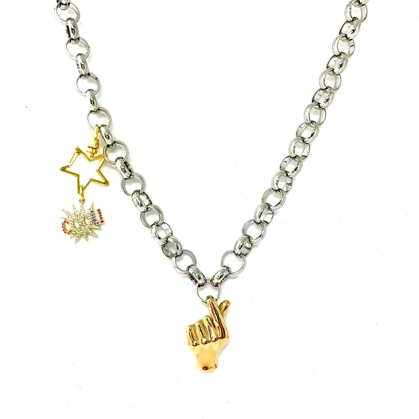 Cool, Love, Star - Hand Gesture Necklace