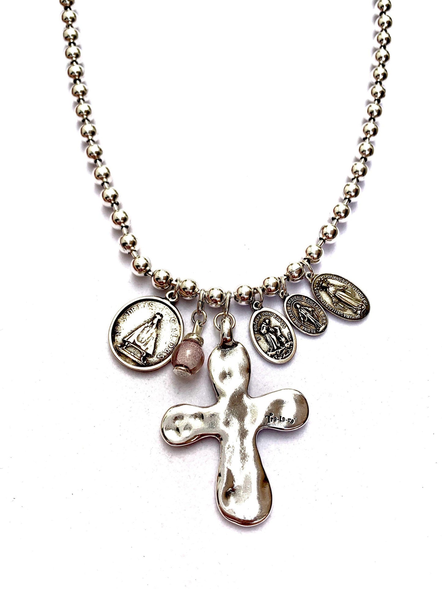 Tra-La-Rá Medals Cross Long Necklace