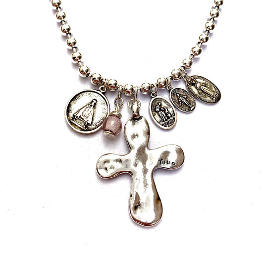 Tra-La-Rá Medals Cross Long Necklace