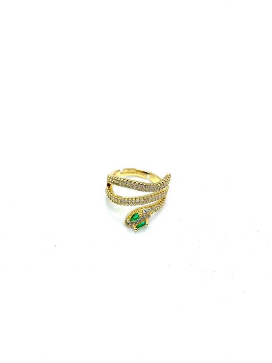 Green Eyed Snake Ring
