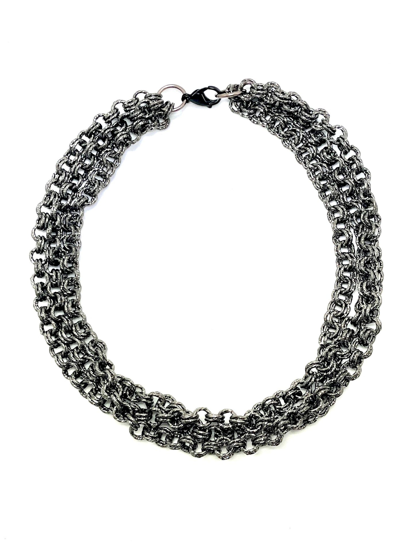 Textured Charcoal Triple Necklace