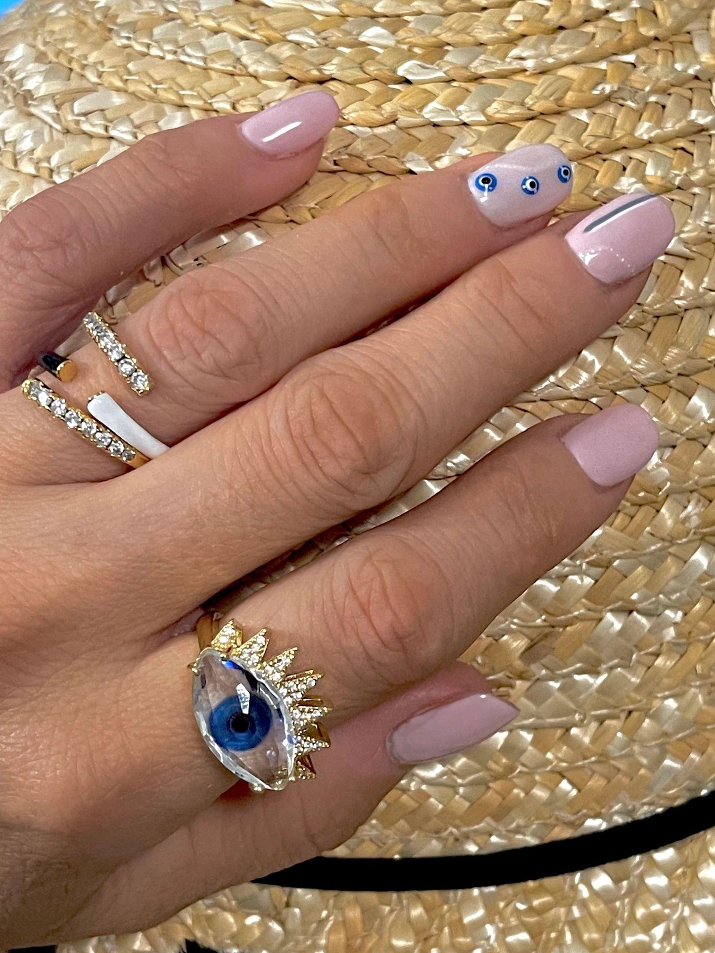 Clear Blue Eyed Ring