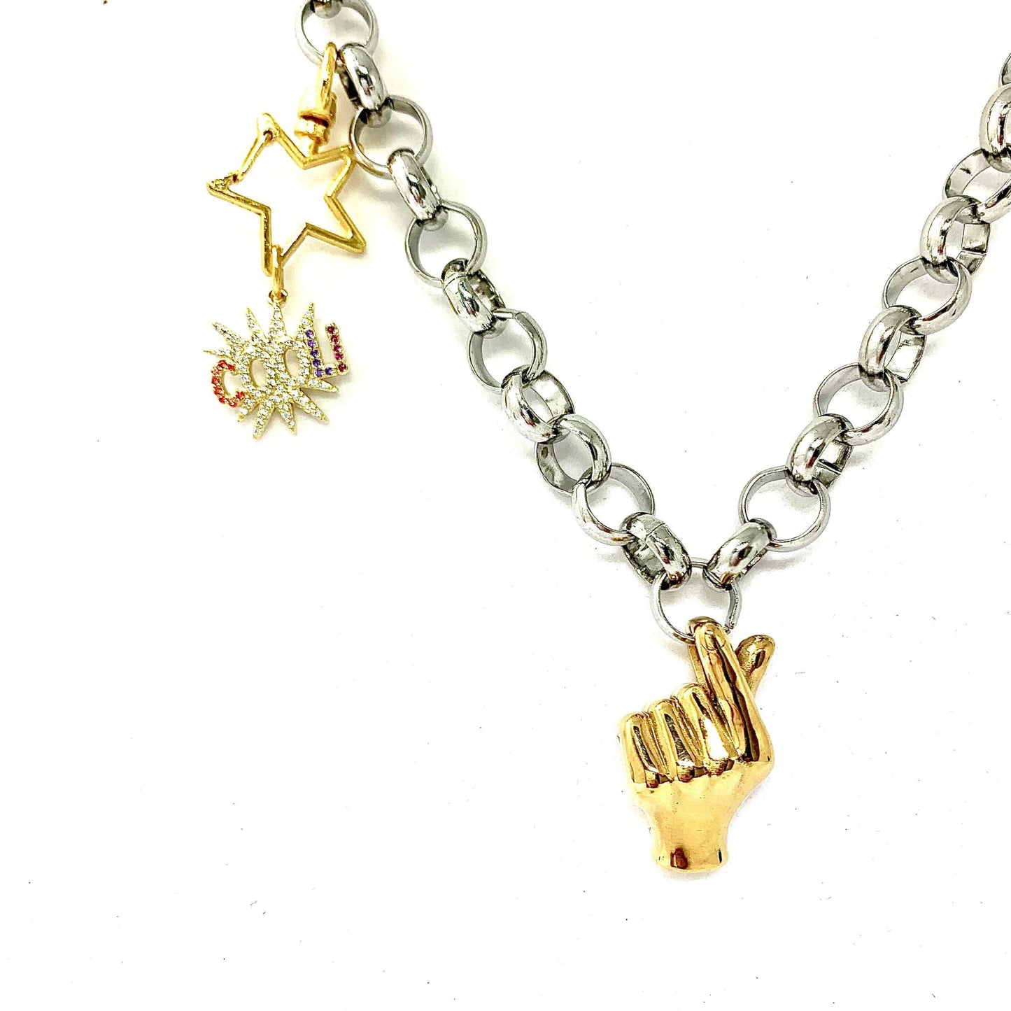Cool, Love, Star - Hand Gesture Necklace