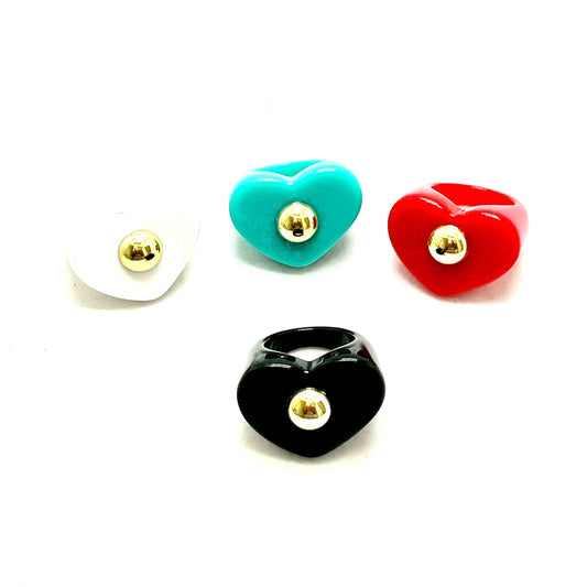 Acrylic Heart Vintage Rings