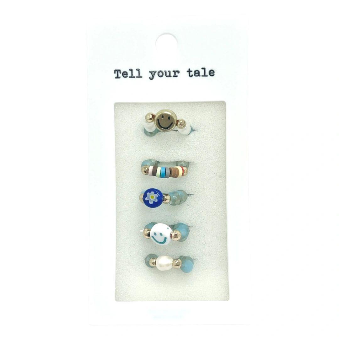 Elastic Smiley Rings - Set of 5