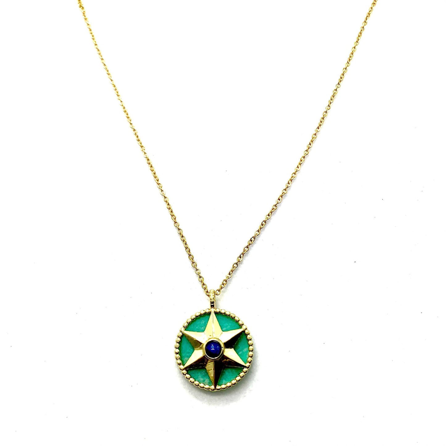 Compass Natural Stone Necklace