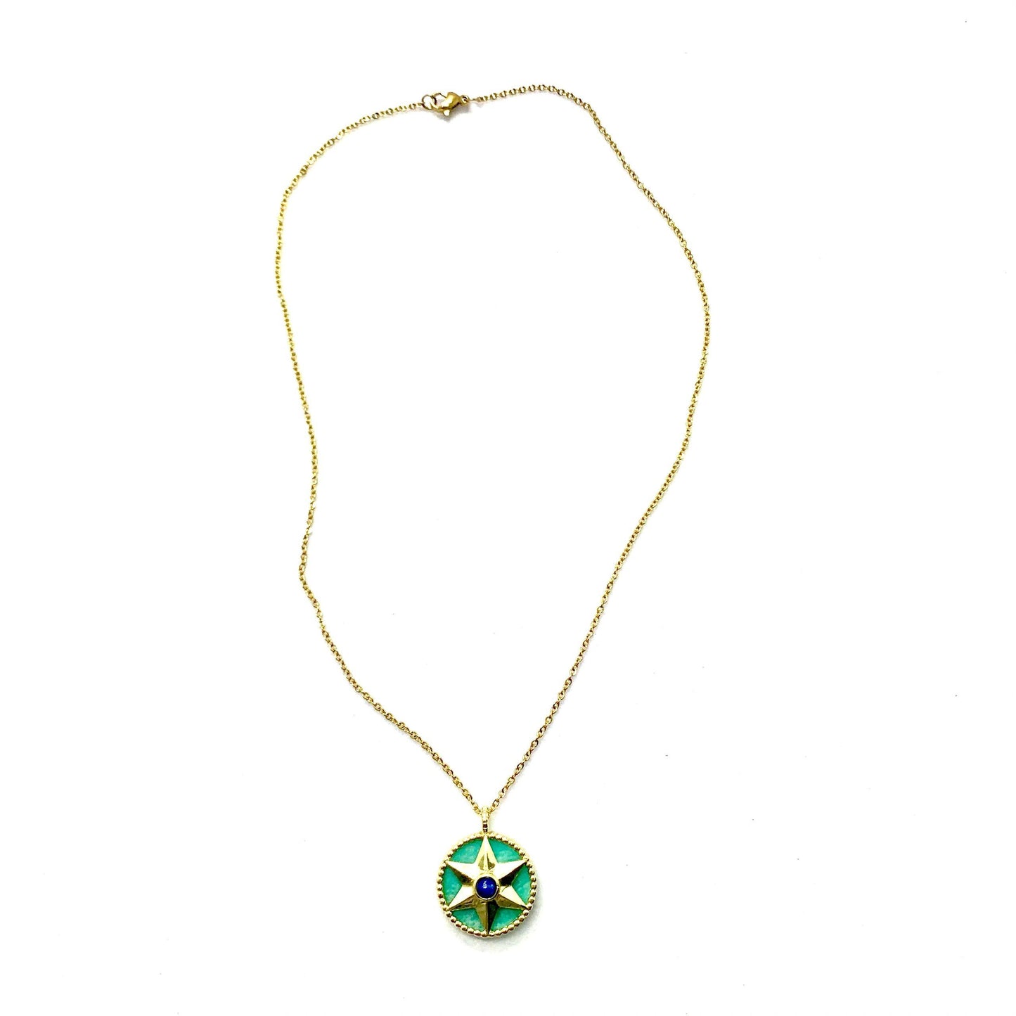 Compass Natural Stone Necklace