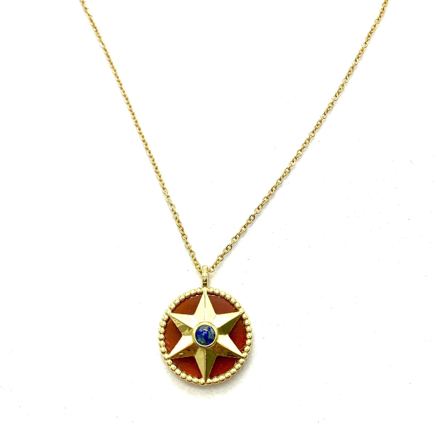 Compass Natural Stone Necklace