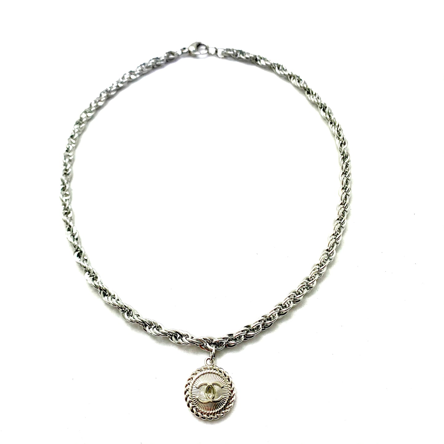 Vintage CC Silver Medal Re-Worked Necklace