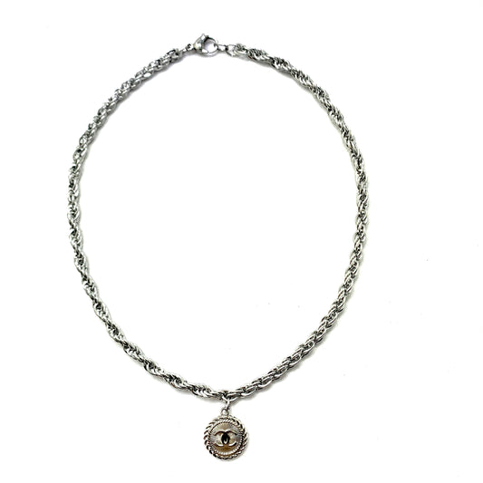 Vintage CC Silver Medal Re-Worked Necklace