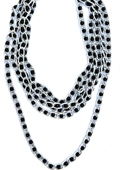 Black & Silver Multi-Chain Necklace