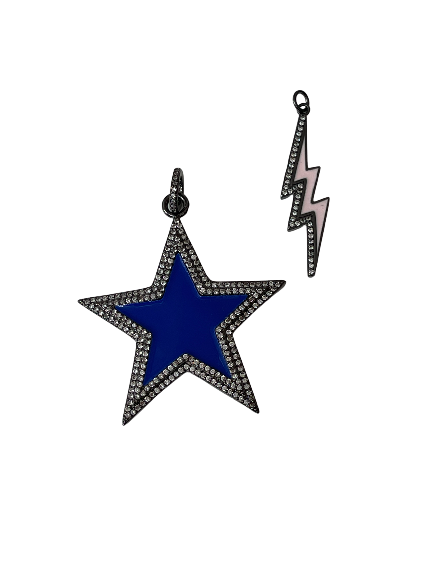 Black Plated Zirconia Star Layering Necklace