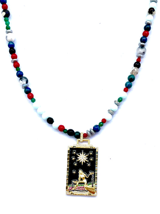 Vintage Bohemian Style Painting Necklace