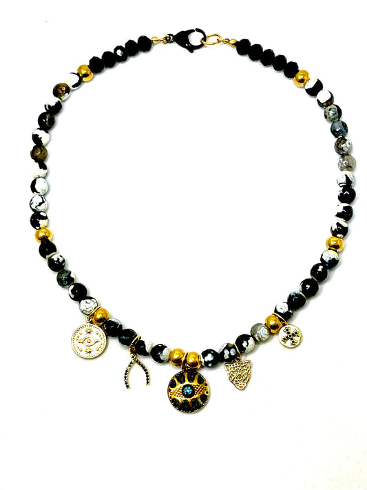 Crystal Beaded Charms Necklace