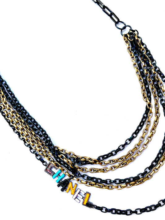 Vintage CC Mixed Funky Cascade Re-Worked Necklace