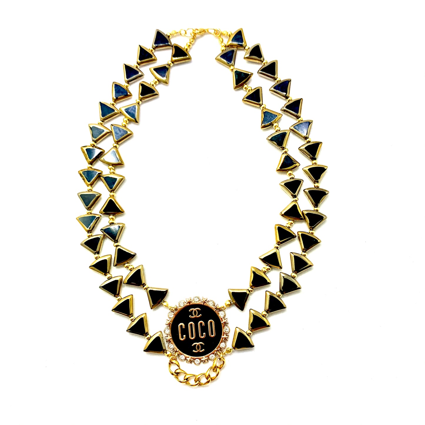 Vintage CC Plaque Re-Worked Necklace