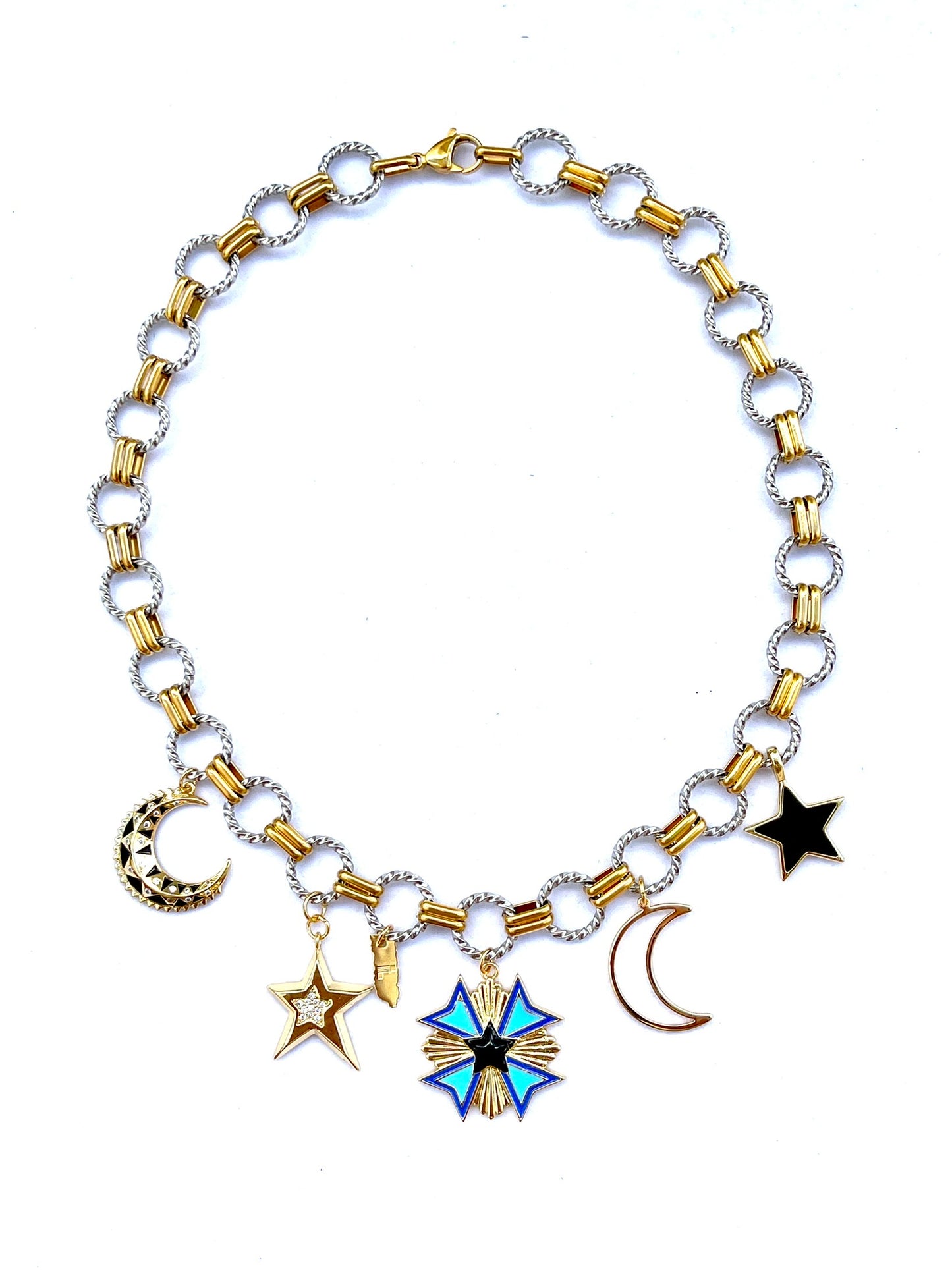 Color Explosion Turquoise Black Celestial Necklace