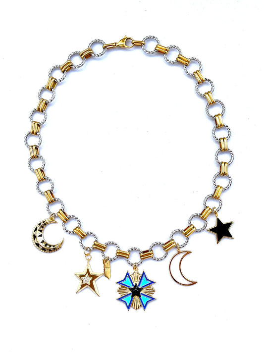 Color Explosion Turquoise Black Celestial Necklace