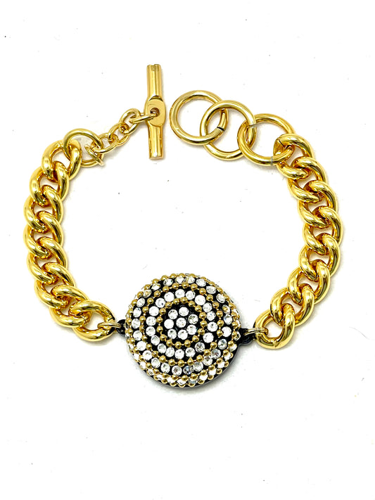 BE Aluminum Round Crystal Bracelet