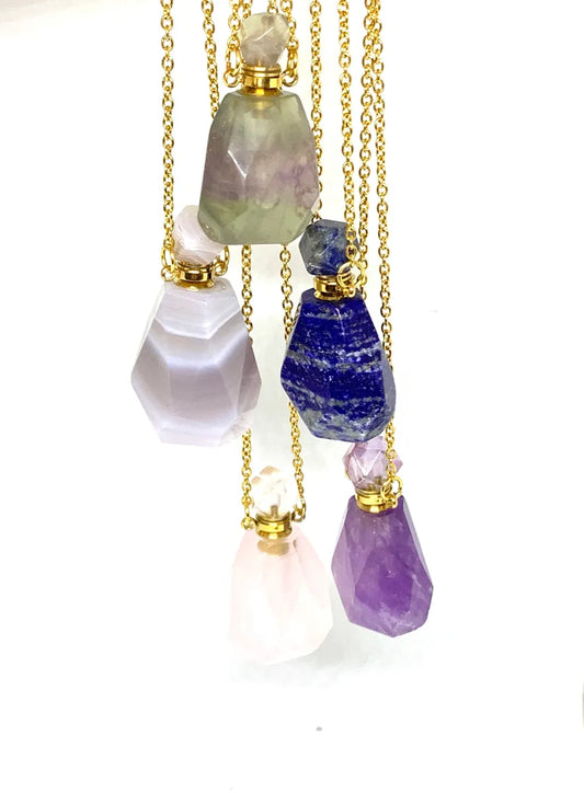 Natural Quartz Essential Oils Perfume Bottle Pendant Necklace