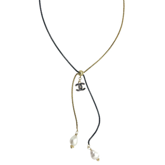 Vintage CC Pearl End Tie Re-Worked Necklace