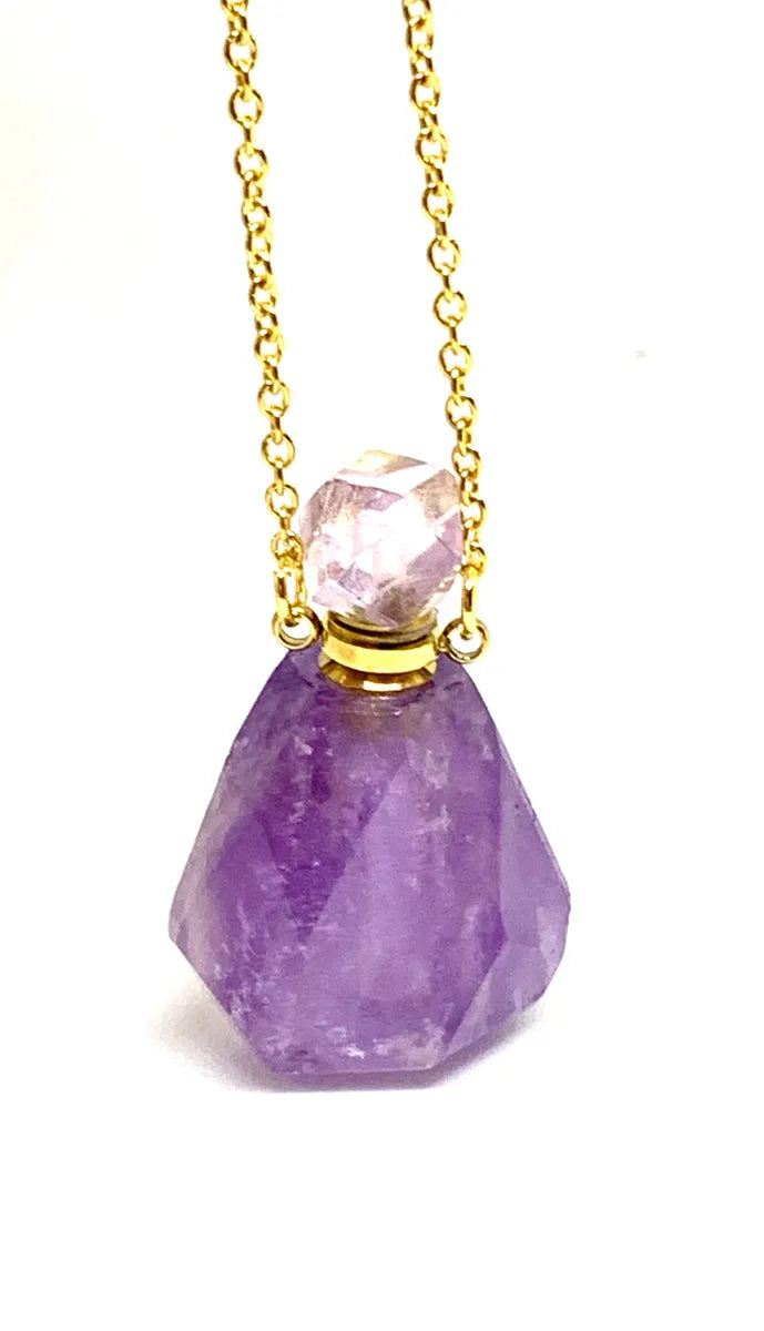 Natural Quartz Essential Oils Perfume Bottle Pendant Necklace