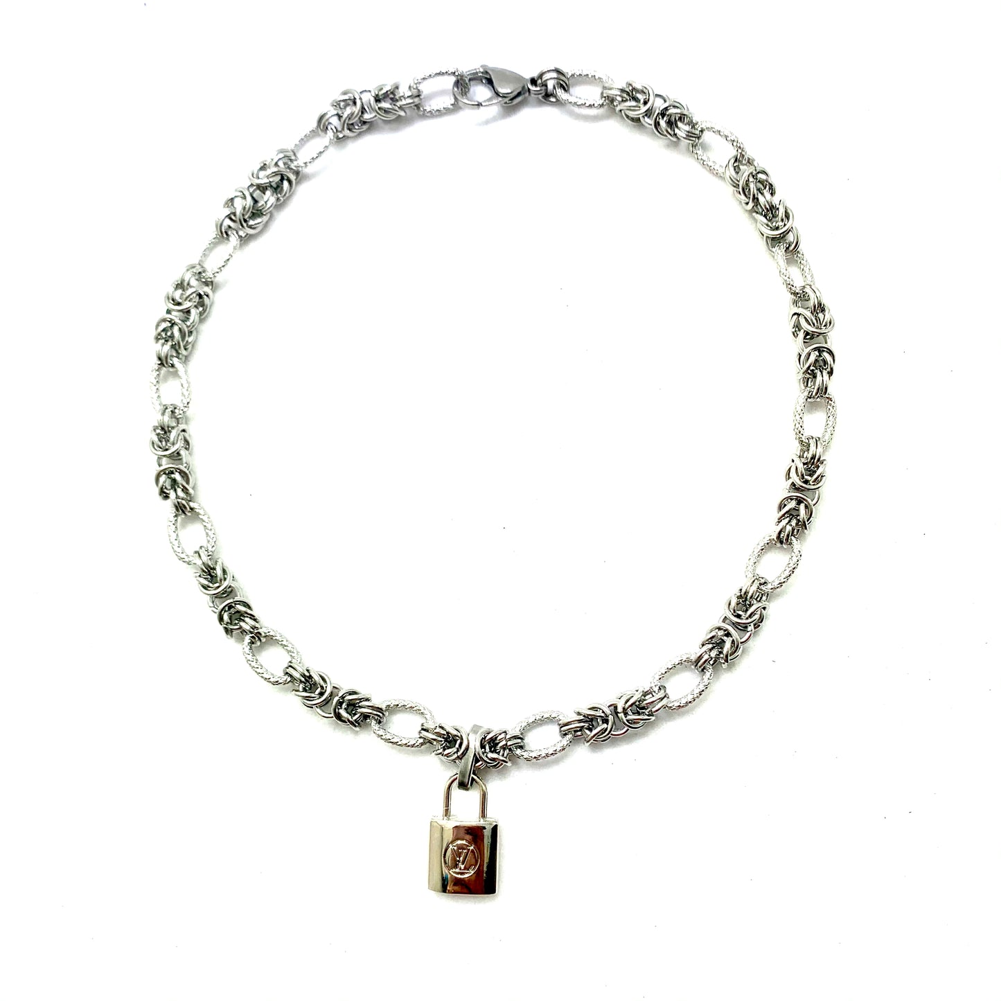 Vintage LV Lock Silver Re-Worked Necklace
