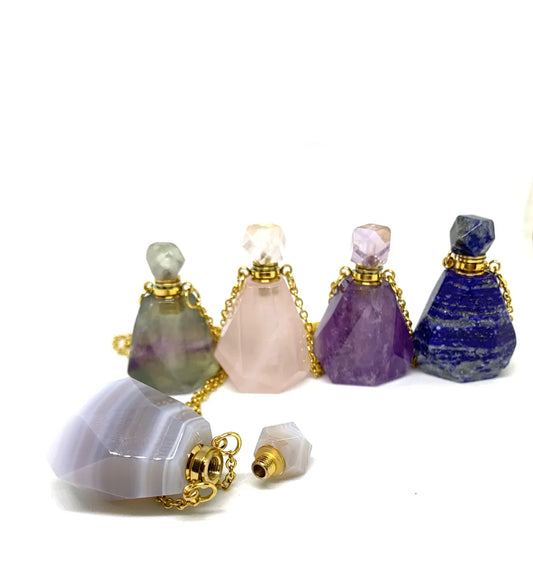 Natural Quartz Essential Oils Perfume Bottle Pendant Necklace