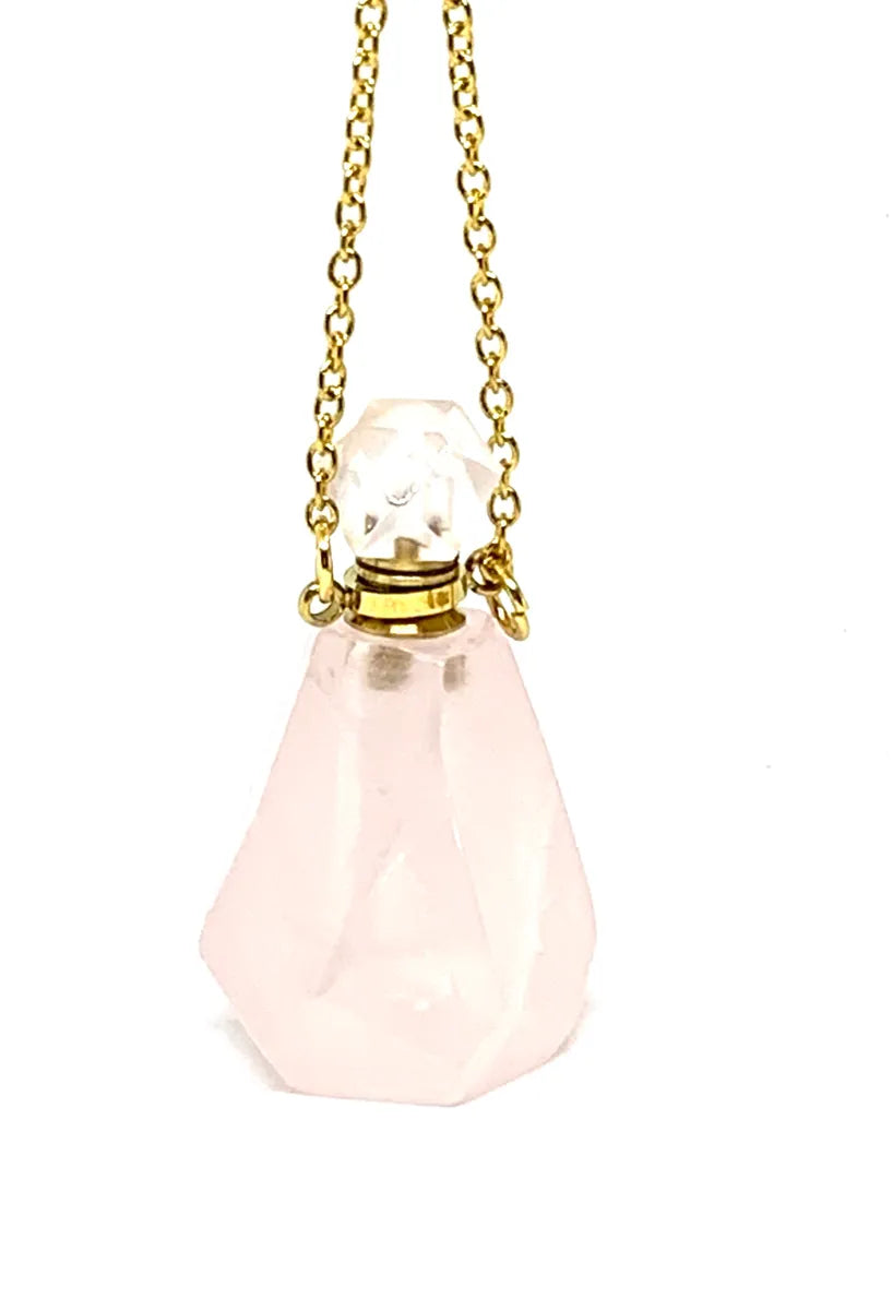 Natural Quartz Essential Oils Perfume Bottle Pendant Necklace