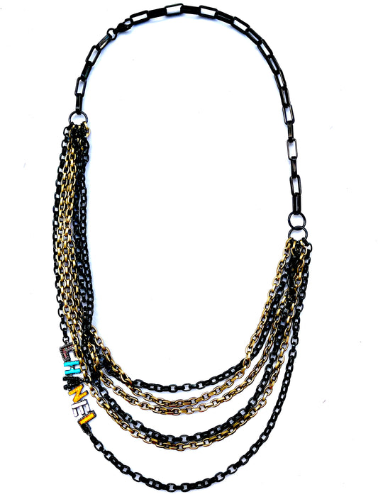 Vintage CC Mixed Funky Cascade Re-Worked Necklace