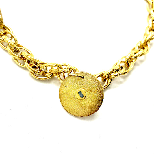 Vintage CC Horse Button Re-Worked Necklace