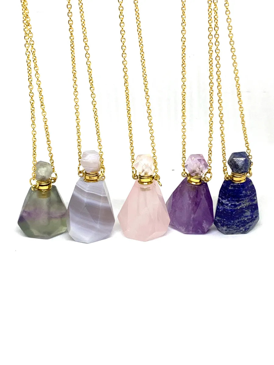 Natural Quartz Essential Oils Perfume Bottle Pendant Necklace