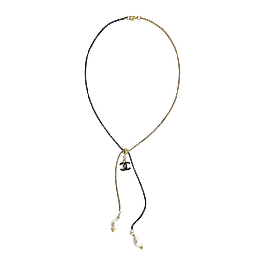 Vintage CC Pearl End Tie Re-Worked Necklace