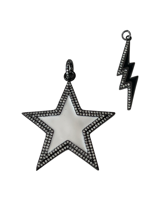 Black Plated Zirconia Star Layering Necklace