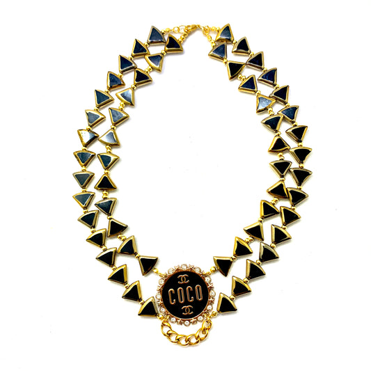 Vintage CC Plaque Re-Worked Necklace