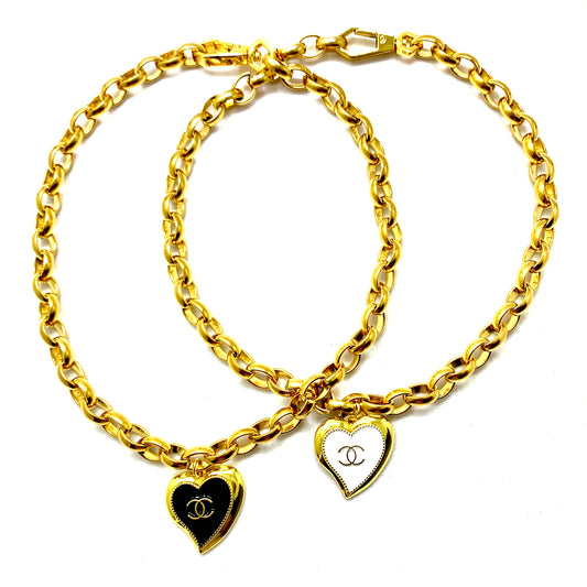 Vintage CC Irregular Heart Re-Worked Necklace