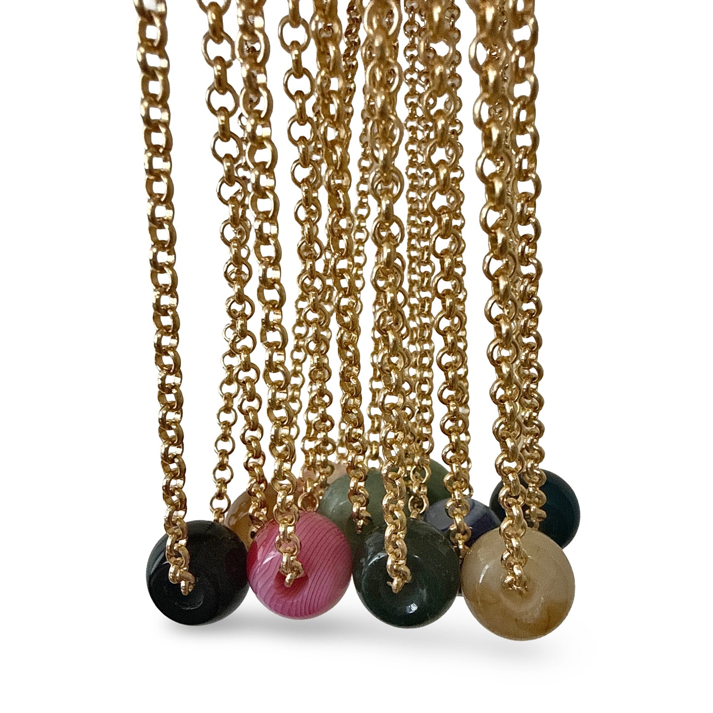 Flat Round Gemstone Pendant Necklace