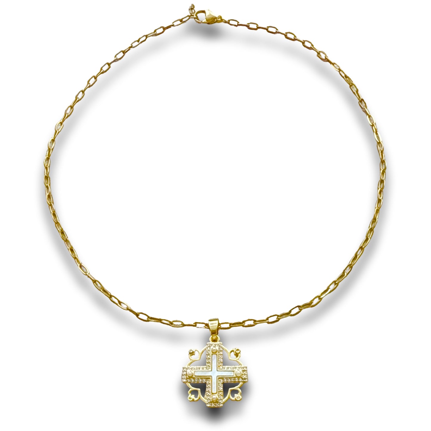 Mother of Pearl Cross Necklace