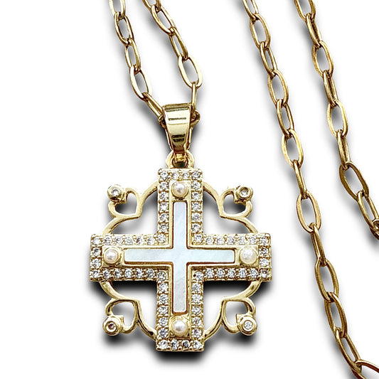 Mother of Pearl Cross Necklace